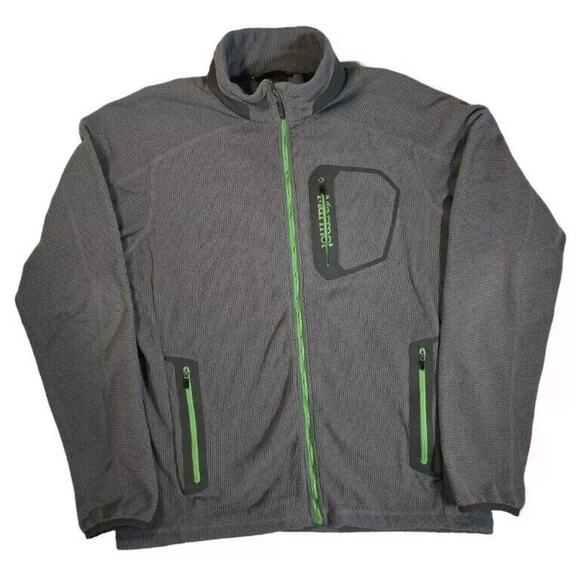 MARMOT Gorpcore Gray Green Fleece Polyester Jacket Men’s Large Outdoor Coat - Picture 1 of 10